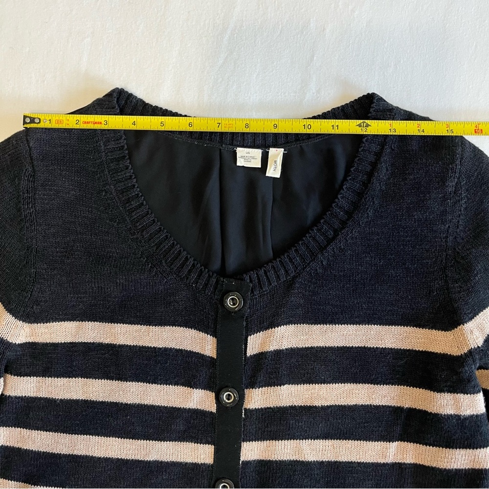 NWOT Anthropologie Moth Large Striped Black and Tan Women's Sweater - Picture 9 of 13